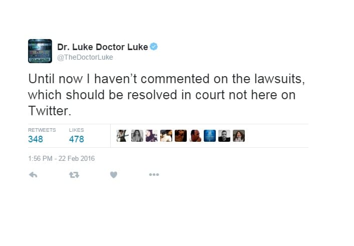 "Hasta ahora no había querído hablar de la demanda que se resolverá en una corte y no en Twitter", escribió.