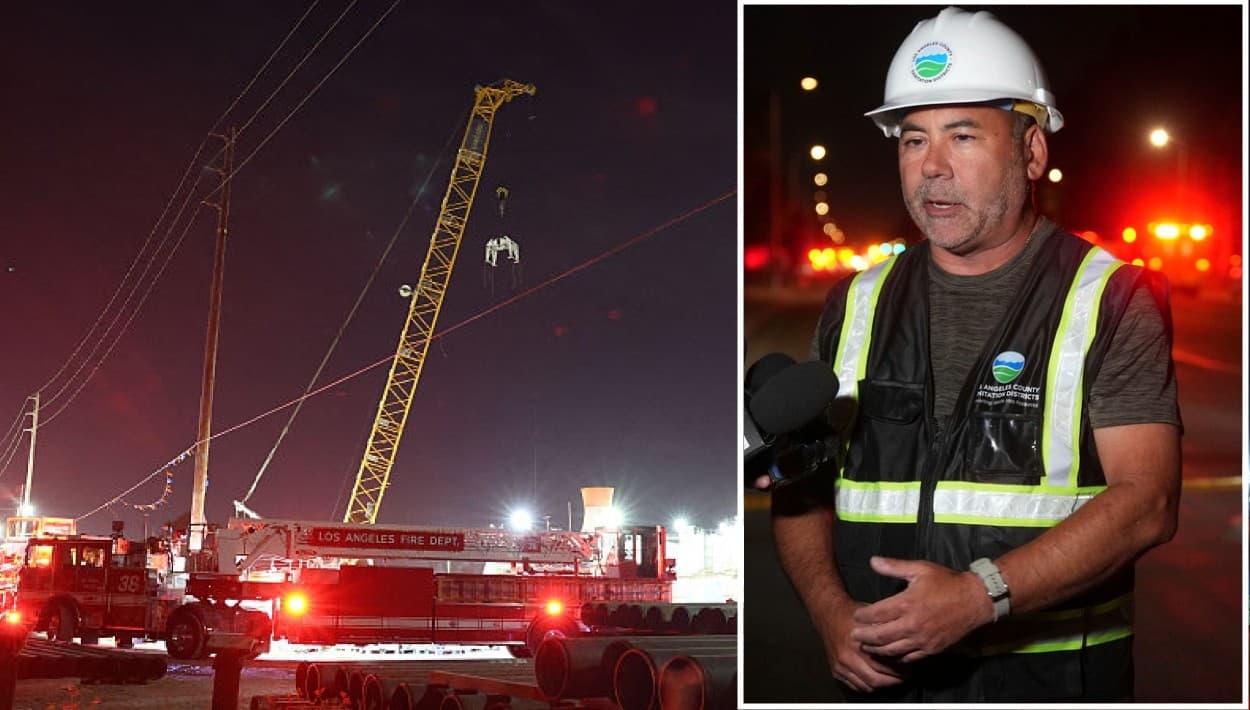Los 31 obreros cautivos tras el colapso de un túnel en Los Ángeles ven la luz en menos de 2 horas