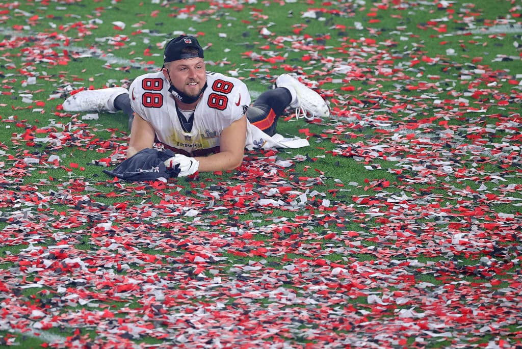 Así celebraron los jugadores de loa Buccaneers su segundo título de NFL luego de imponerse 9-31 a los Kansas City Chiefs.