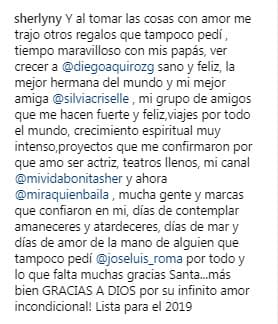 Fue en este mensaje donde la actriz envió cariñosas palabras a José Luis.