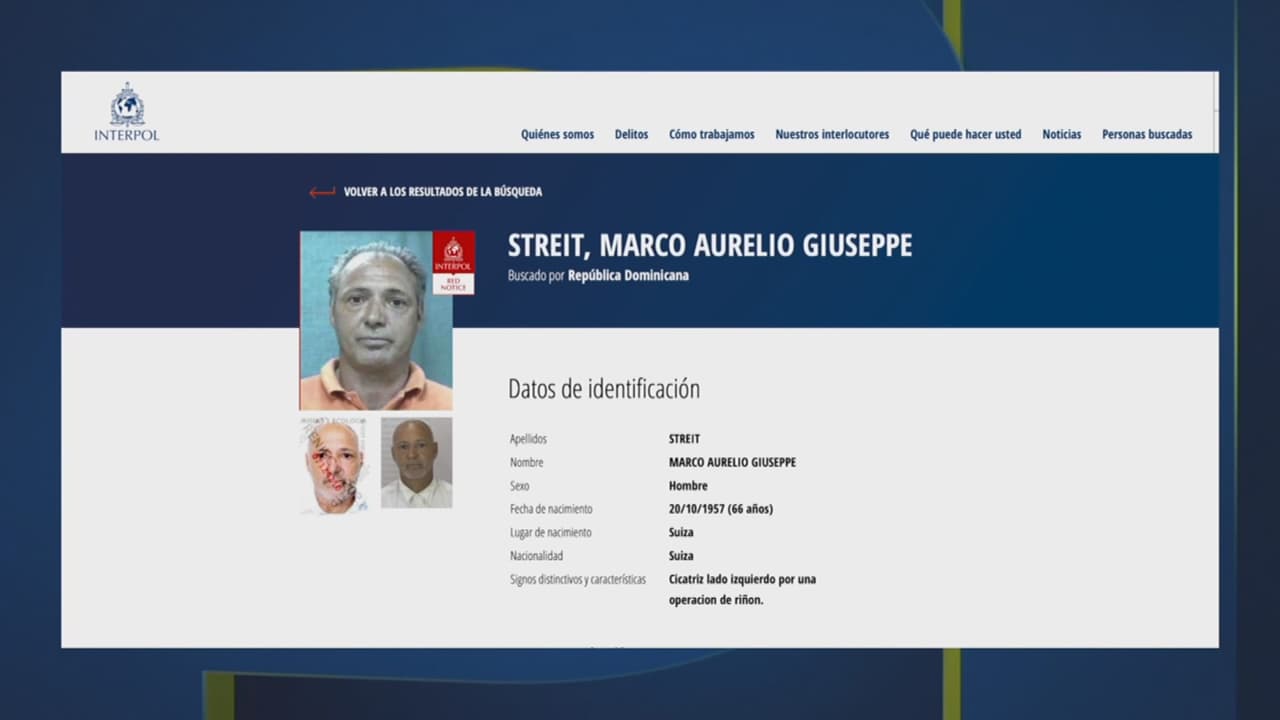 Ficha de orden de captura de la Interpol de Marcos Streit.