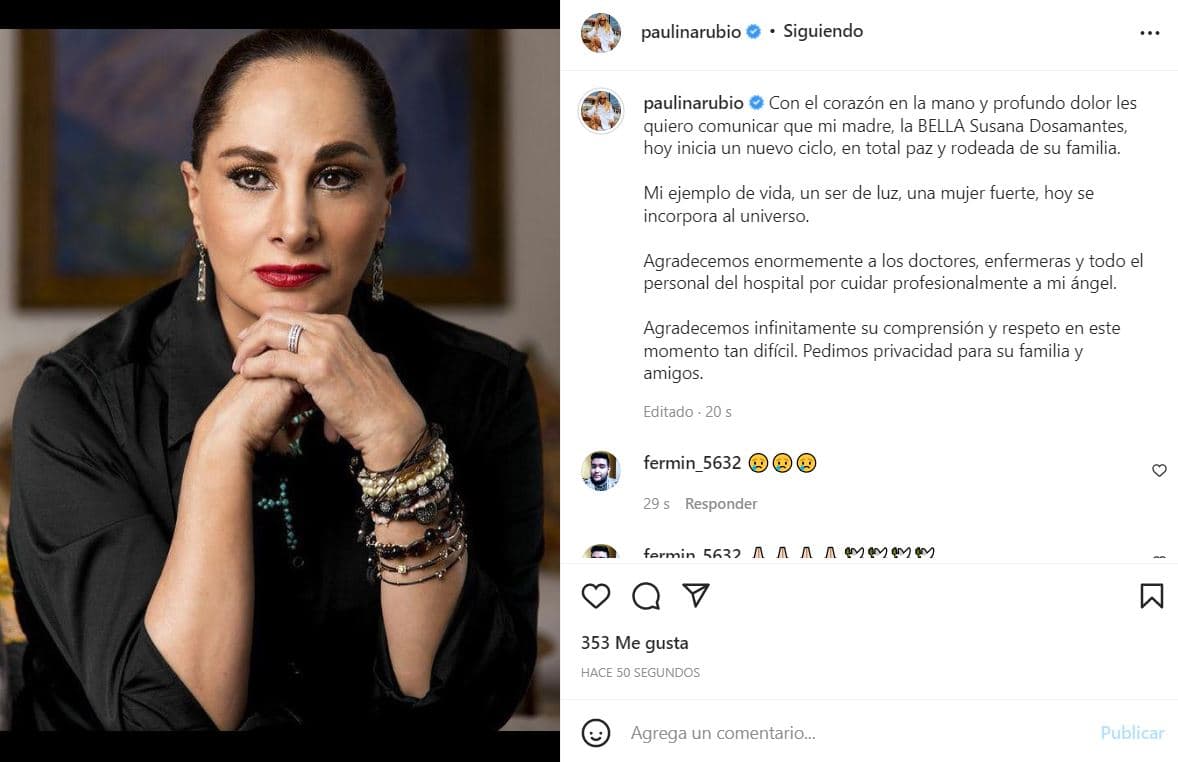 Muerte Susana Dosamantes