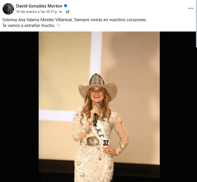 Tío de Valeria Mireles, David González Morton, se pronunció tras su muerte.