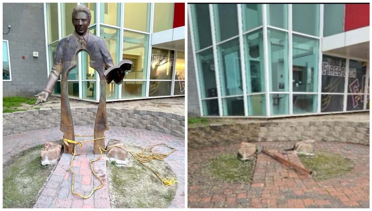 Logran robo de la estatua de Marco Antonio Firebaugh en preparatoria de Lynwood al segundo intento