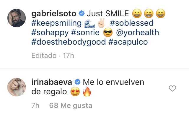 La actriz rusa no tardó en comentar la imagen pidiendo que le pongan al actor envuelto para regalo.