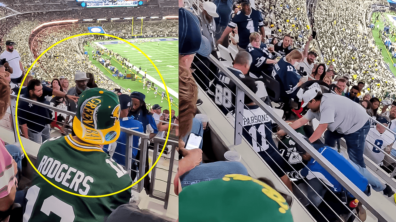 Tremenda bronca entre fans de Packers y Cowboys en pleno partido