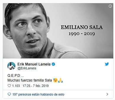 El futbolista internacional argentino Erik Lamela, del Tottenham, mandó este mensaje.