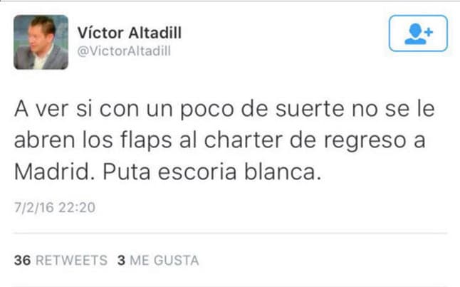 Un periodista fue despedido por desear que se estrellara el avión del Real Madrid
