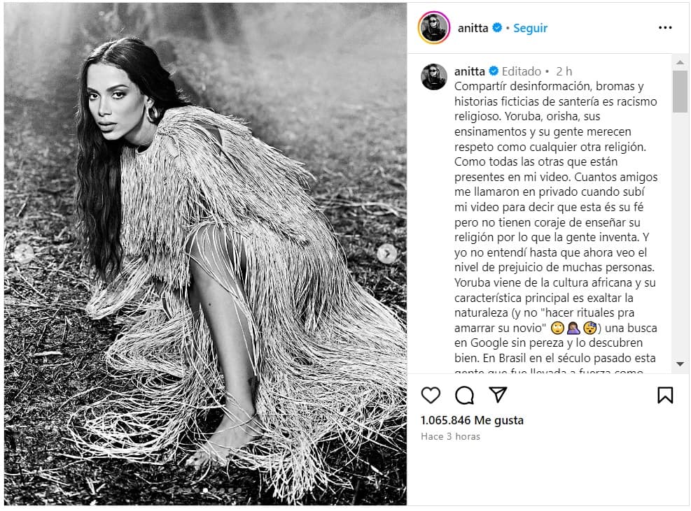 Anitta se pronunció contra el “racismo religioso”.