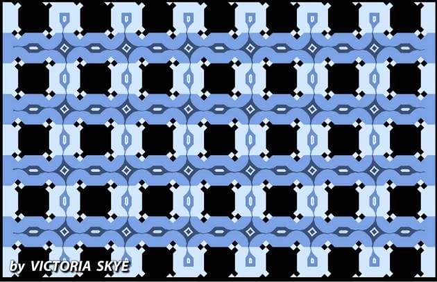 <b>Estas franjas son paralelas</b>
<br>Como
<b> </b>escribe 
<a href="http://victoriaskye.com/illusionart.html">Victoria Skye</a>, artista de Atlanta: “¿Las franjas horizontales parecen torcidas? Mira otra vez porque no es así. Son líneas rectas y paralelas. Los diseños se van alternando, y las líneas y los colores se combinan para engañar a tu cerebro”. La imagen y el texto los publicó en agosto el hipnotista Martin S. Taylor en un tweet que 
<a href="https://twitter.com/martinstaylor/status/894512566629740544?ref_src=twsrc%5Etfw&ref_url=https%3A%2F%2Fverne.elpais.com%2Fverne%2F2017%2F08%2F11%2Farticulo%2F1502436243_977315.html">enseguida se hizo viral</a>.