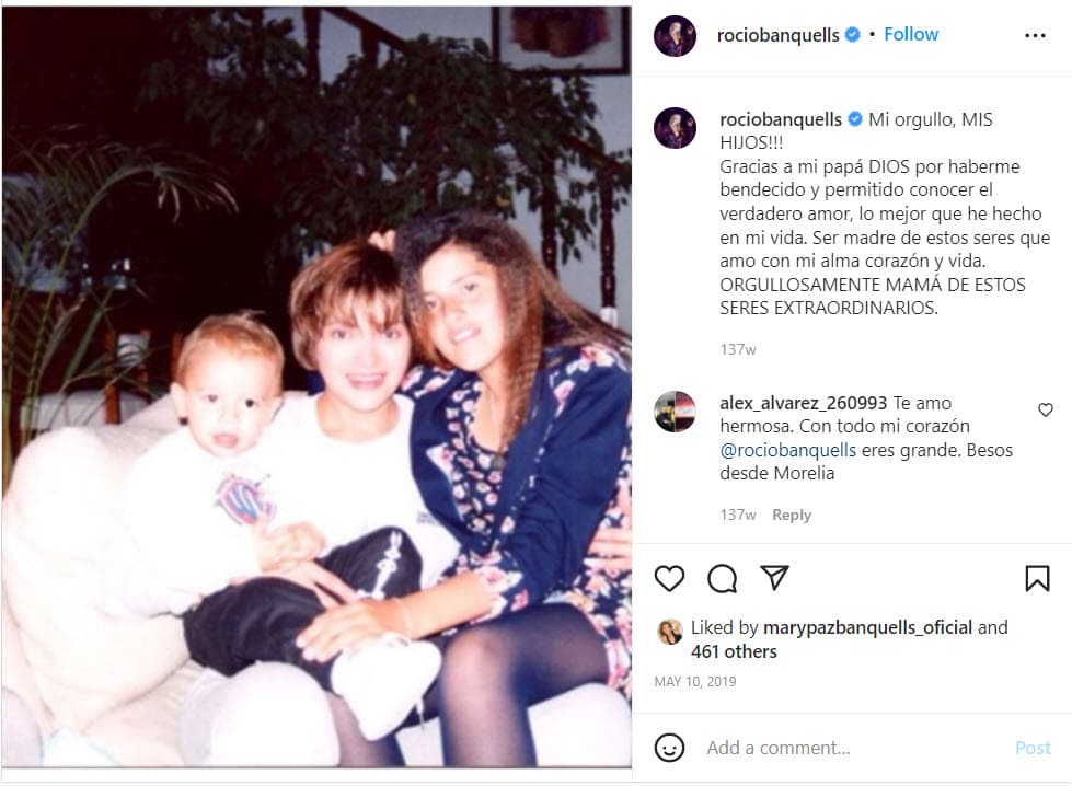 Rocío Banquells tiene dos hijos, Pamela y Rodrigo.