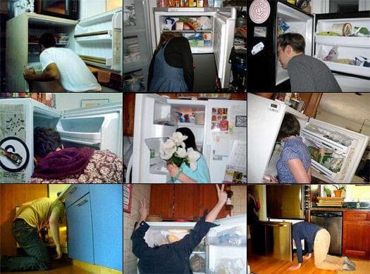 Gente con cabeza en el congelador.Gente con cabeza en el congelador.