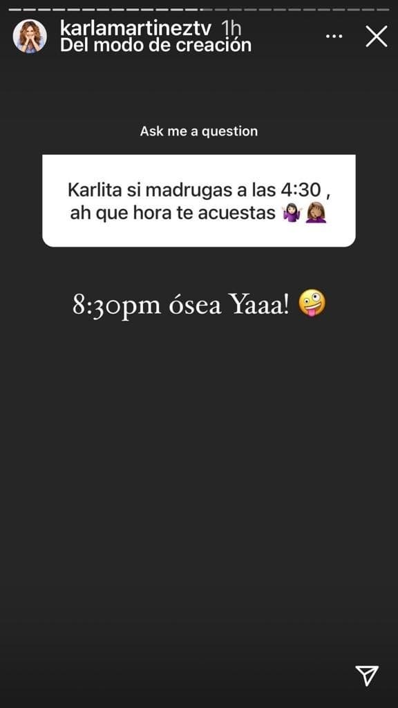 Y por eso mismo, Karla tiene que dormirse temprano.