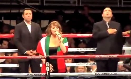 Su hermana Jenni Rivera también estuvo en una función de box cantando el Himno Nacional Mexicano en la pelea del 'Canelo' contra el argentino Carlos Balmori, en 2010.