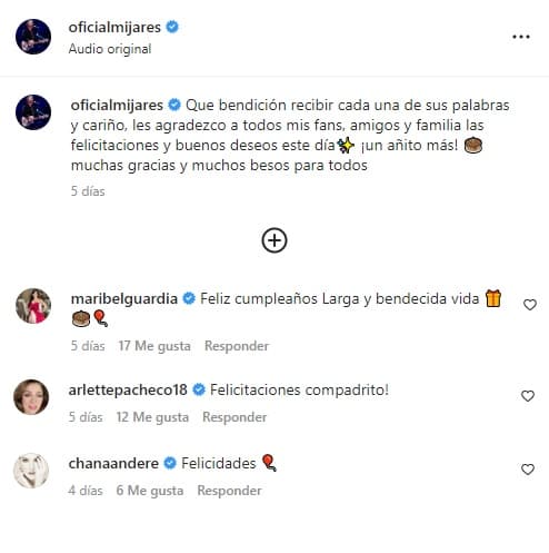 Maribel Guardia, Arlette Pacheco y Chantal Andere fueron algunas de las colegas que le enviaron buenos deseos en su fecha especial.