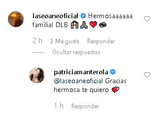 Algunas famosas contestaron a su publicación. Mariana Seoane le escribió "Hermosa familia. DLB (Dios los bendiga)". Por su parte, Yuri le dejó el mensaje "Hermosa familia" en esa red social.
