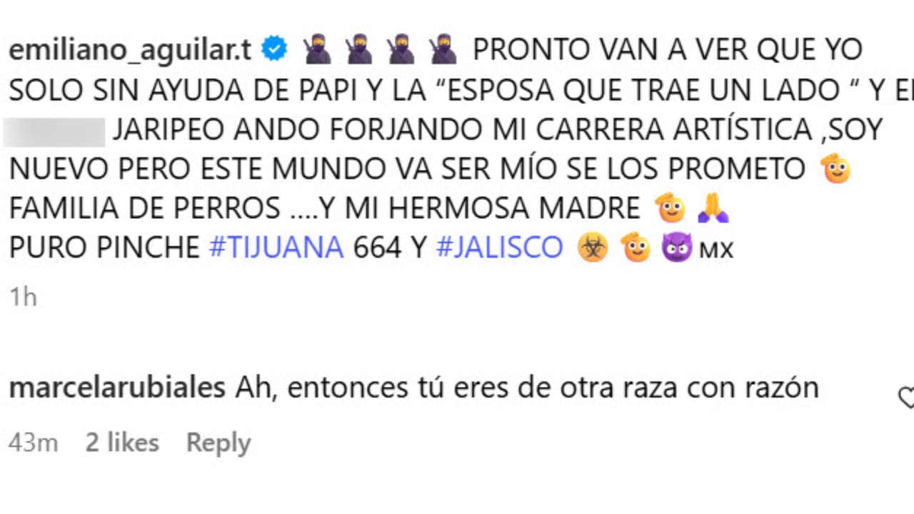 Marcela Rubiales así reaccionó a la publicación de su sobrino Emiliano al hacer alusión de que los Aguilar serían una "familia de perros".