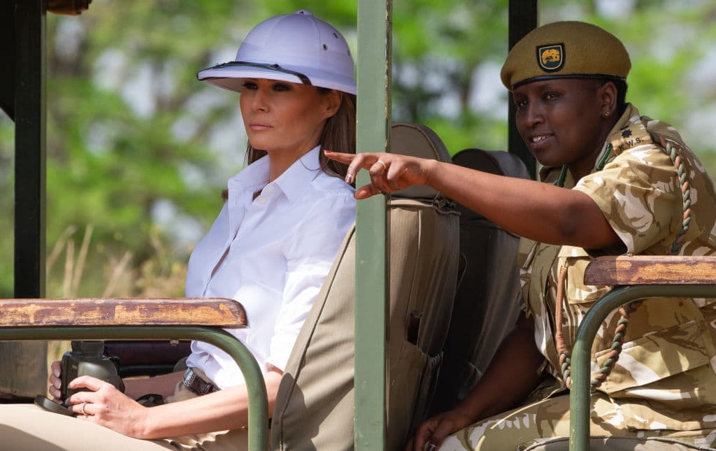La primera dama Melania Trump en un safari del parque nacional Nairobi, Kenia, el pasado octubre.