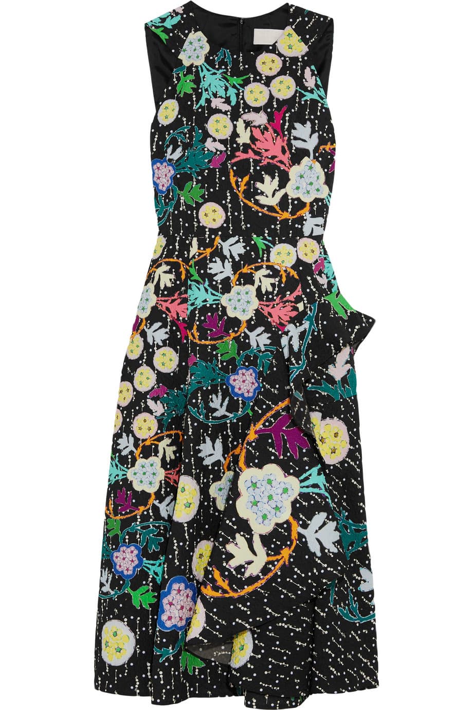 Un vestido de flores corto, colorido y lleno de texturas, siempre será un buen compañero para los eventos formales en donde el calor impera. (Peter Piloto)