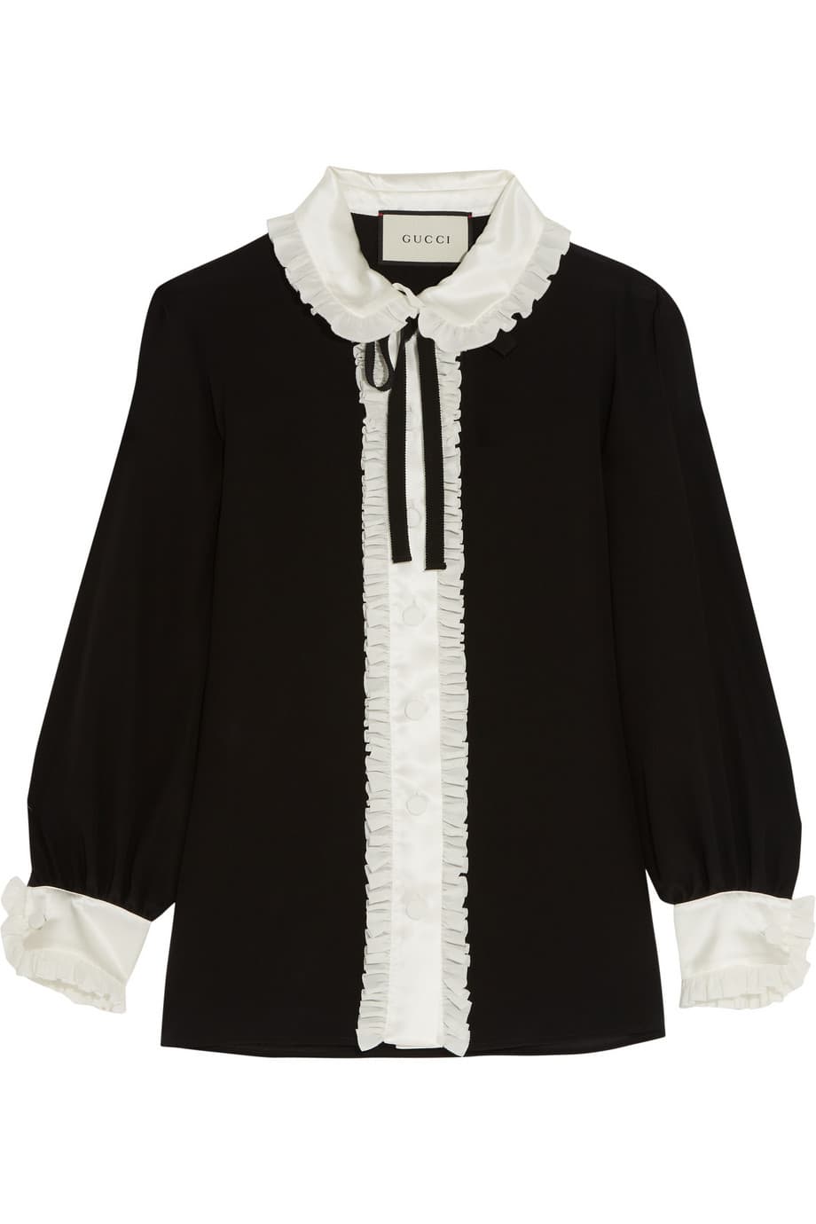 Las blusas de boleros son la ruta más efectiva para siempre tener en el armario algo de romanticismo pasado. Aunque a veces pasan de moda, son de esas prendas que nunca terminan de despedirse de las pasarelas. (Gucci)