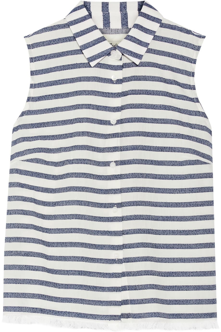 Los marineros europeos y los uniformes de los gondoleros fueron referencias que desde principio del siglo XX inundaron la moda y se quedaron para siempre. Indispensable tener una camiseta o una linda camisa sin mangas con rayas blancas y azules. (Madewell)