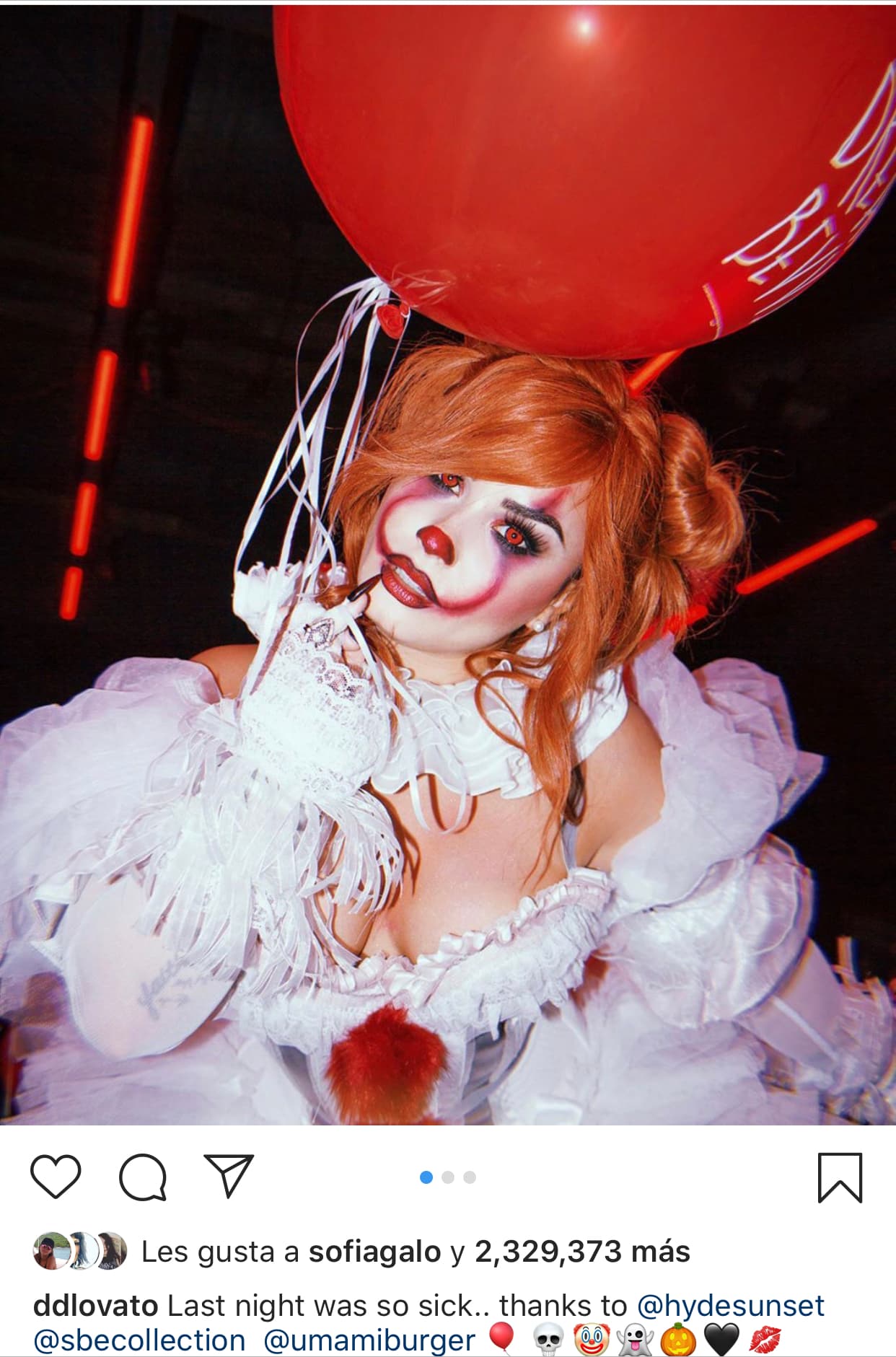 Otra famosa que presumió su disfraz el pasado fin de semana fue Demi Lovato.