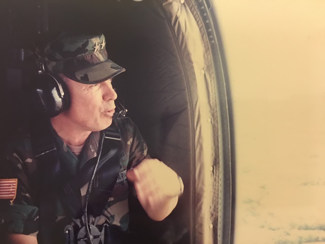 Gen Marc Cisneros during a post invasion helicopter trip to the interior of Panama to check on reconstruction efforts.