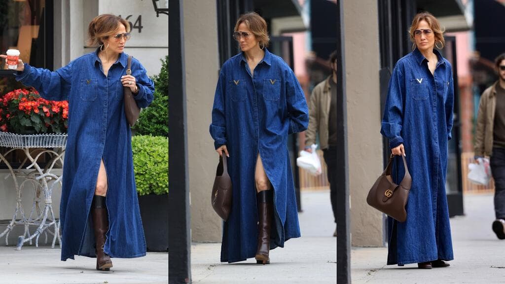 JLo también fue captada esta semana en West Hollywood con este vestido estilo camisera de Valentino.