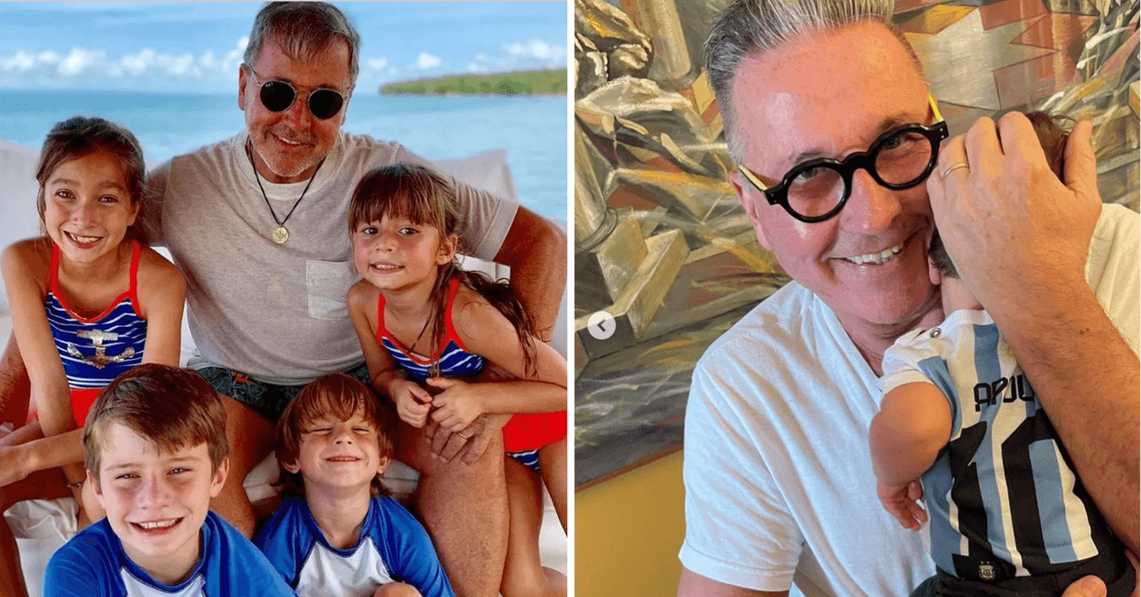 Ricardo Montaner con sus nietos Alejandro, Antonela, Matías, Salomé y Apolo