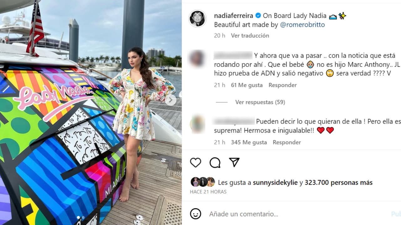 Nadia Ferreira publicó esta foto con un yate que ahora lleva su nombre.