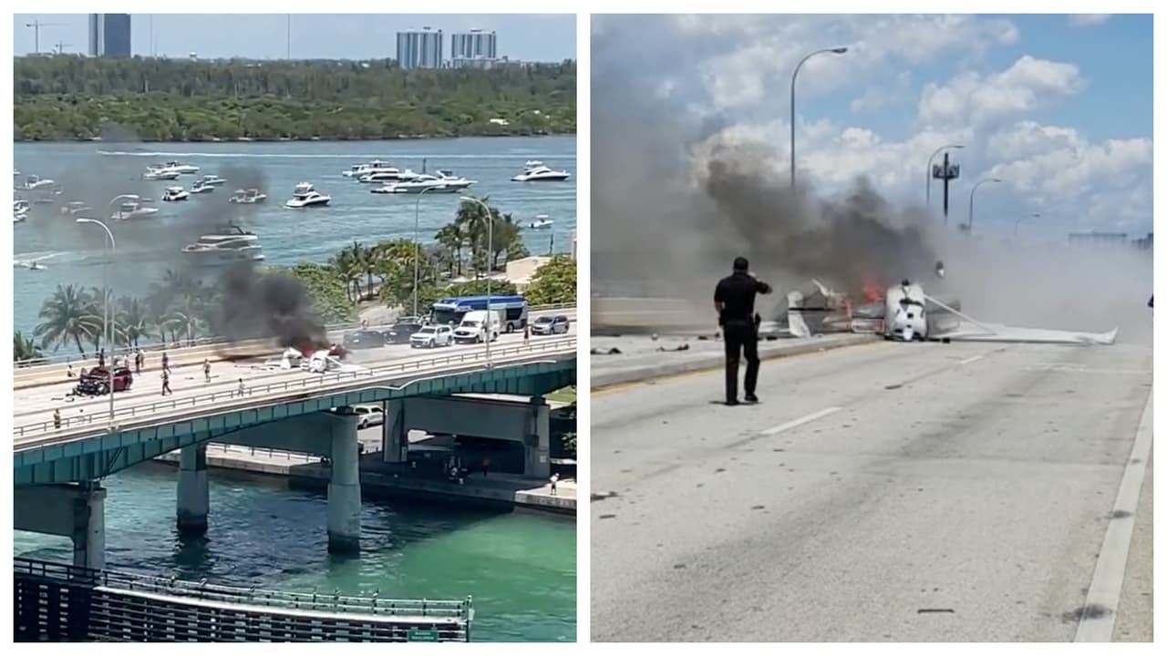 Un muerto y 5 heridos por accidente de avioneta en puente de Haulover Beach