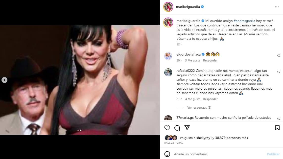 Maribel Guardia en medio de la polémica por la publicación con la que despidió a Andrés García.