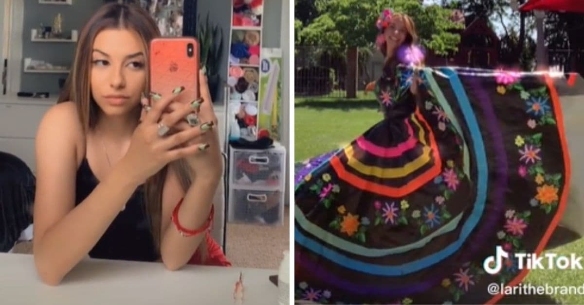 La razón por la que esta joven hizo un vestido mexicano con cinta adhesiva: te encantará
