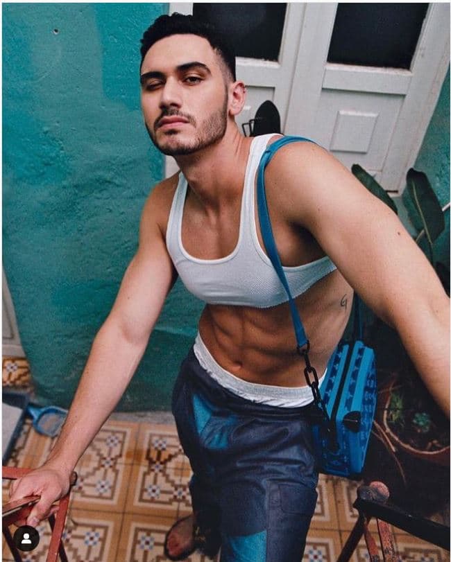 Alejandro Speitzer usando un crop top