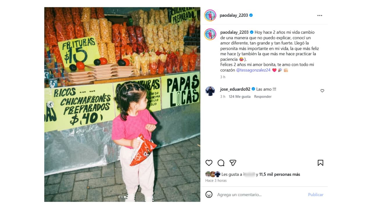Paola Dalay compartió esta fotografía para celebrar el cumpleaños de su hija.