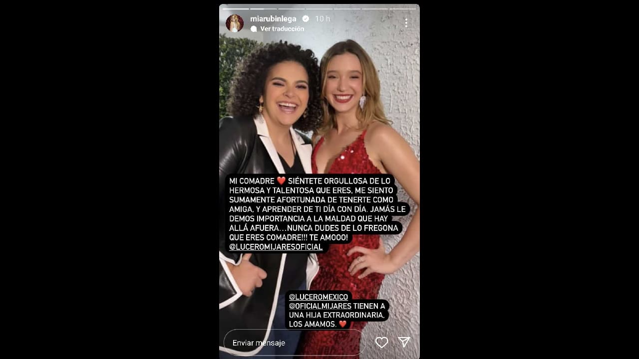 Mía Rubín muestra su apoyo incondicional a Lucerito Mijares