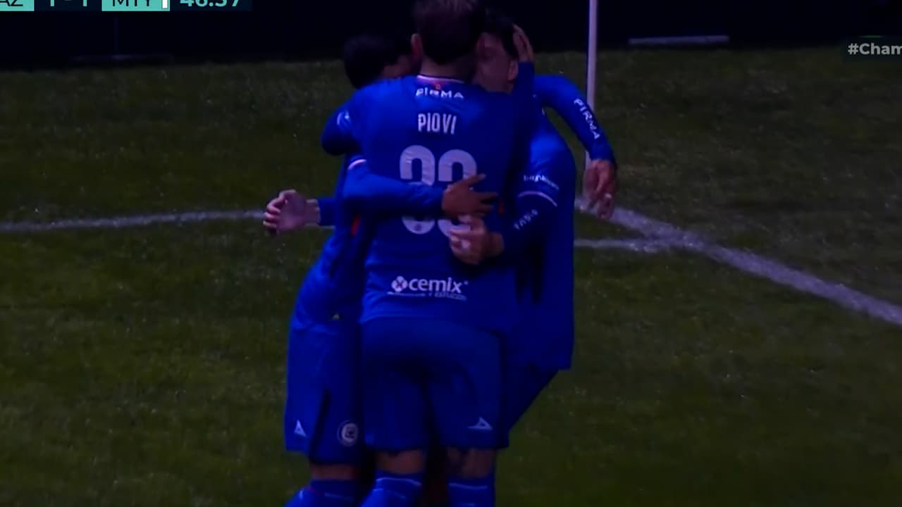Cruz Azul vs. Monterrey: gol de José Paradela con remate de taquito a pase de Omar Campos