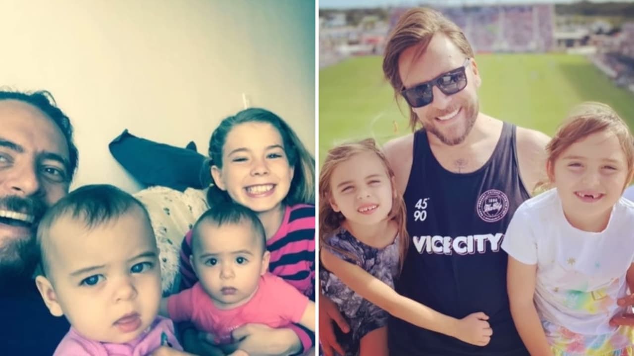 Adrián Olivares con sus hijas.