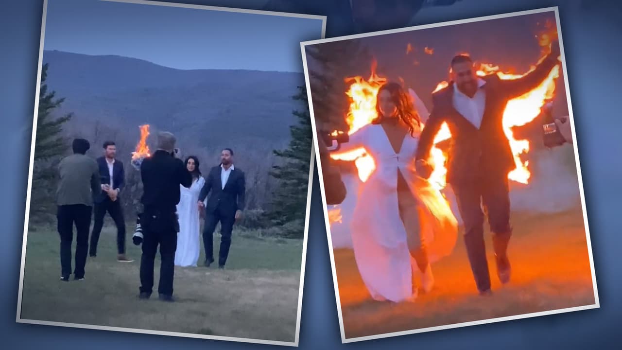 Pareja se prende fuego para celebrar su boda en Los Ángeles