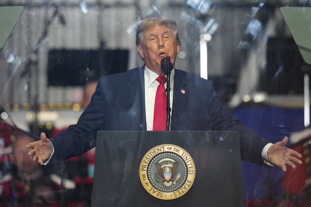 President Donald Trump speaks at the opening of the Great American State Fair on the National Mall, Wednesday, June 24, 2026, in Washington. (AP Photo/Alex Brandon)