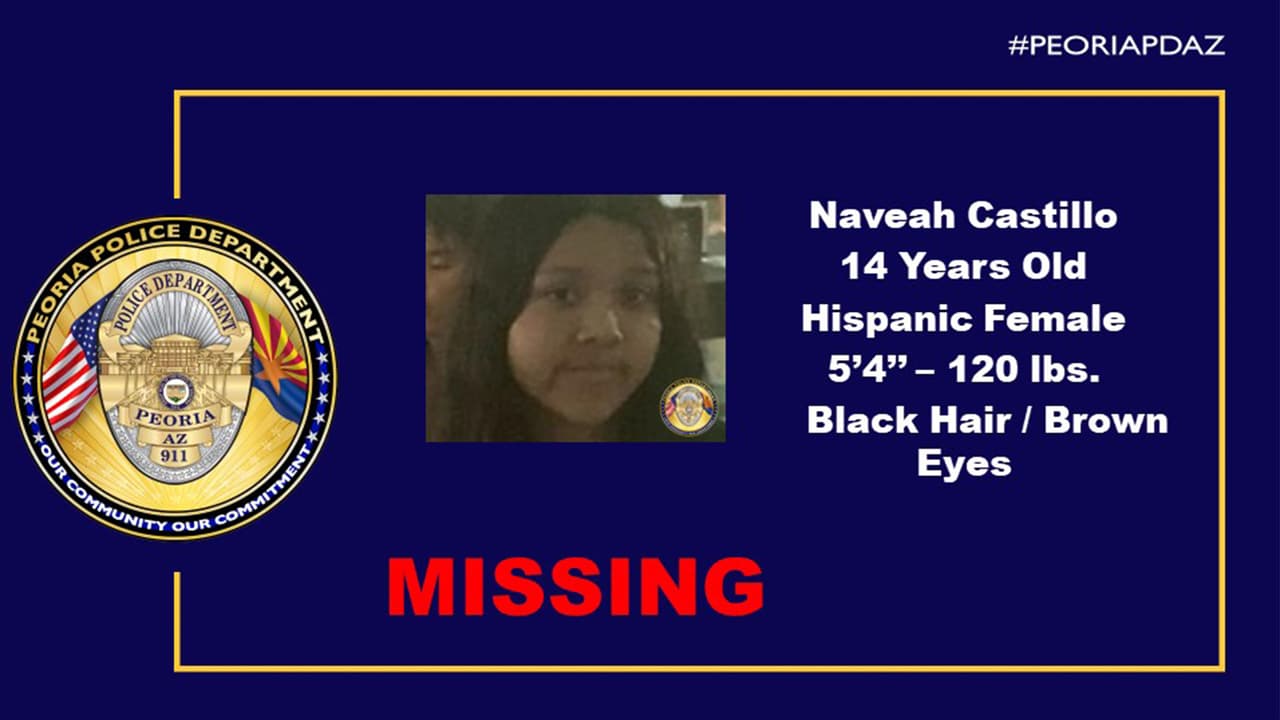 Se trata de
<b>Navaeh Castillo, de 14 años.</b> Se la describe como mujer hispana, de 5'4'', 120 libras, cabello largo y negro y ojos marrones. Se desconoce qué lleva puesto actualmente.
