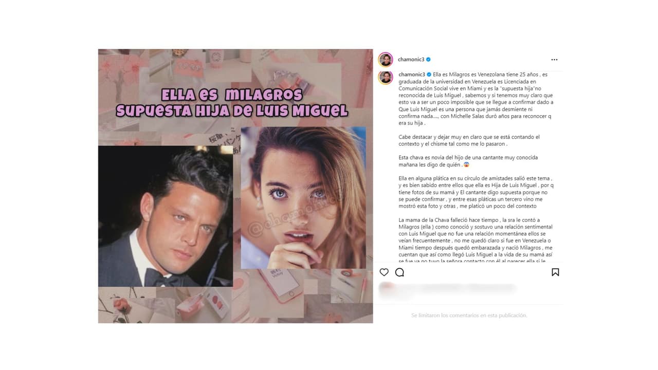 Ella es Milagros, la supuesta hija no reconocida de Luis Miguel.