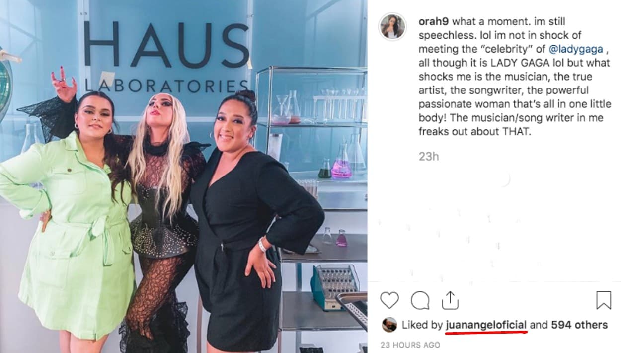 "Qué momento. Todavía estoy sin palabras. No estoy atónita por conocer a Lady Gaga, la celebridad. Lo que me asombra es su música, que es una verdadera artista, compositora, mujer poderosa y apasionada en un cuerpo tan pequeño. La amante de la música y compositora que hay en mí se estremece ante eso", comentó, por su parte, su amiga Elissa. Su reacción fue del agrado de
<b><a href="https://www.univision.com/entretenimiento/hijo-menor-de-jenni-rivera-se-defiende-de-quienes-opinan-que-no-es-un-rivera-fotos">Johnny, el menor de todos los hijos de jenni Rivera</a></b>.