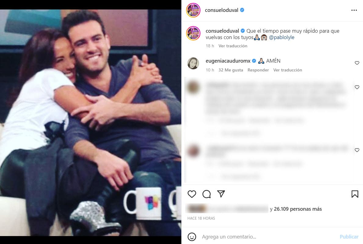 Consuelo Duval también se sumó a los buenos deseos y cadena de apoyo para el actor.