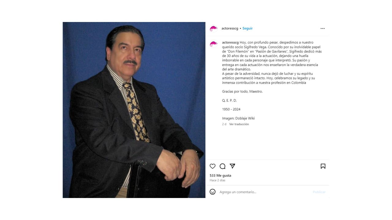 Sigifredo Vega también fue actor de doblaje.