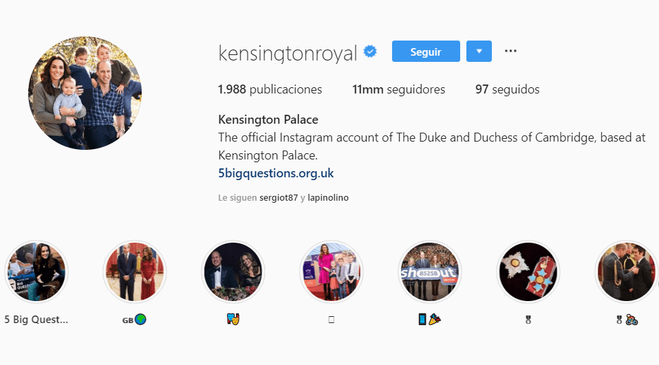 La cuenta del duque y la duquesa de Sussex alcanzó 11.1 millones de seguidores, mientras que la cuenta del palacio de Kensington permanece en 11 millones.
