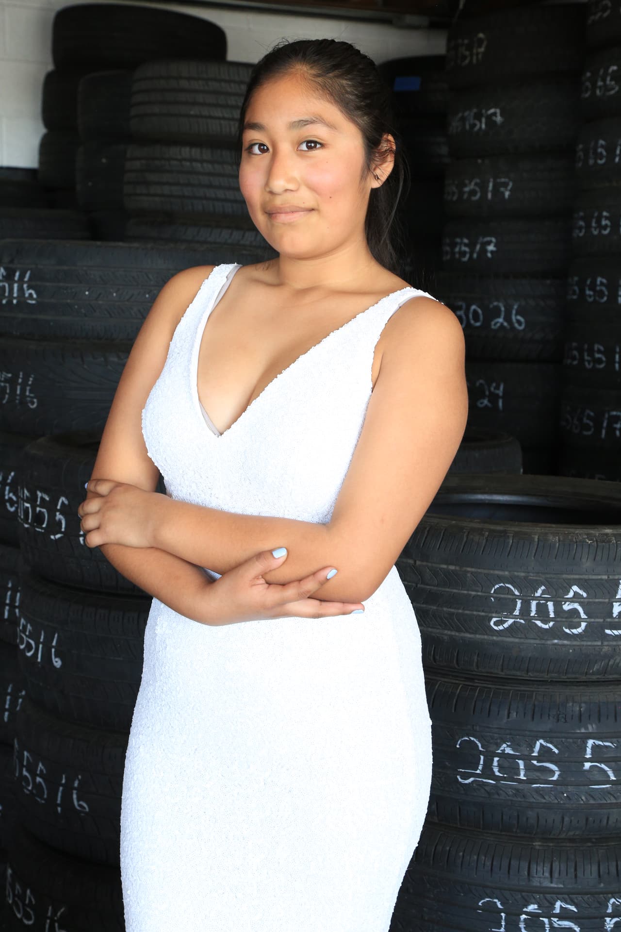 La futura quinceañera lucía despampanante.