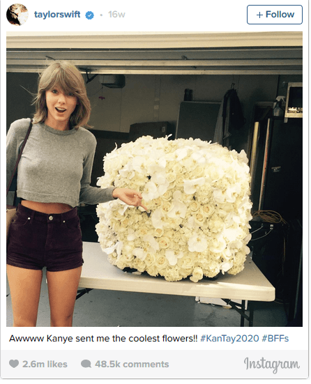 "Estas flores me las mandó Kanye, mi BFF", también fue de las pics más vistas.