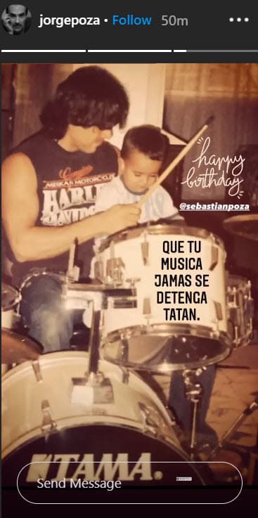 Su padre, el actor
<b><a href="https://www.univision.com/famosos/jorge-poza-ha-hablado-de-temas-tabu-con-sus-hijos-desde-que-eran-ninos-fotos">Jorge Poza</a></b>, tampoco dejó pasar la oportunidad de felicitar a su único hijo varón: "Que tu música jamás se detenga Tatan. Feliz cumpleaños".
<br>