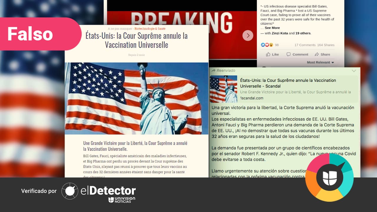 "La Corte Suprema de EEUU anuló la vacunación universal": la falsedad que circula en al menos 5 idiomas